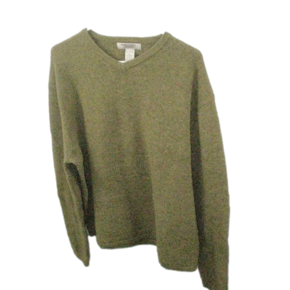 Northern Apparel Men's Tan Vintage Lambswool Blend V-Neck Sweater Size Large